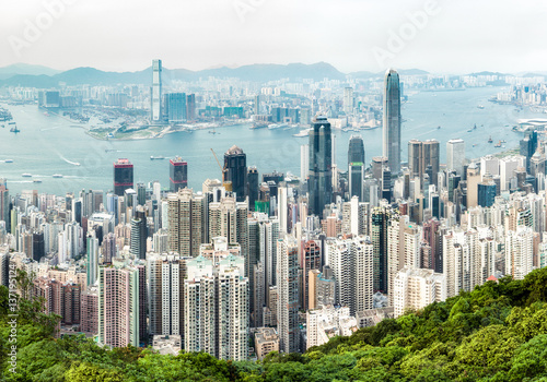 Hongkong skyline mit Blick auf Victoria Harbour