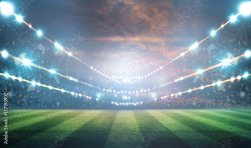 lights at night and stadium 3d render 