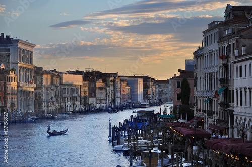 Grand Canal after sunset, Venice - Italy. photo