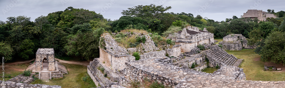 Ek Balam, Ancient Maya city ruins panoramic view in Yucatan, Mexico