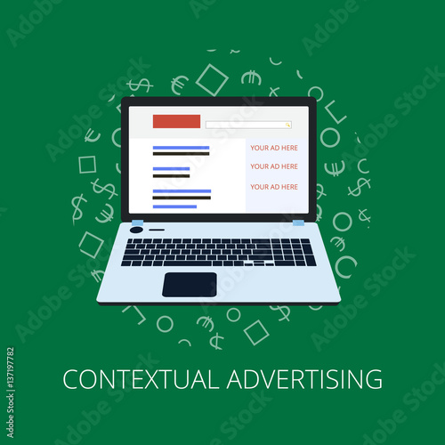 Pay Per Click flat style vector banner. Internet advertising, online marketing concept. Modern illustration for web design, marketing and print material.