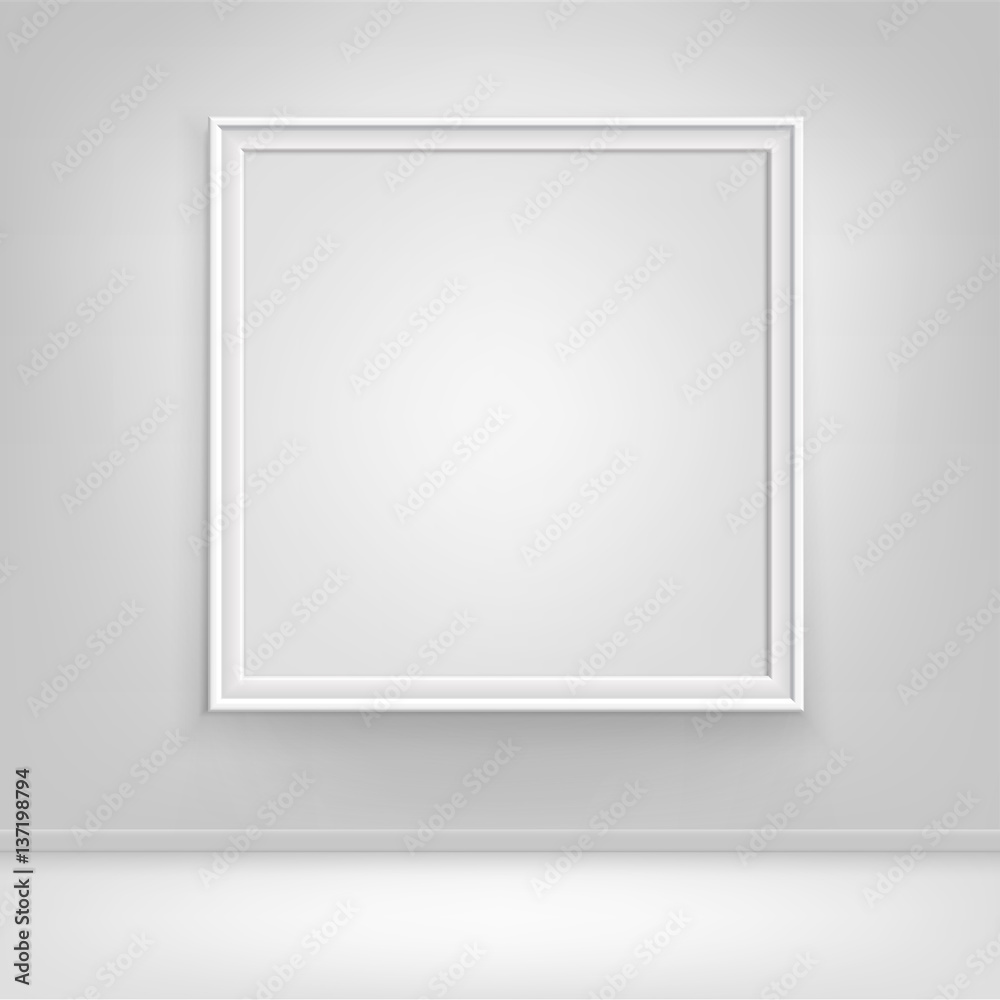 Vector Empty White Mock Up Poster Picture Frame on Wall with Floor Front View Vector Empty White Mock Up Poster Picture Frame on Wall with Floor Front View