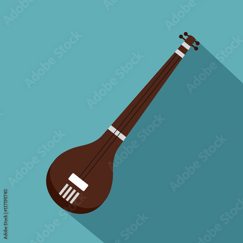 Traditional Indian sarod icon, flat style photo