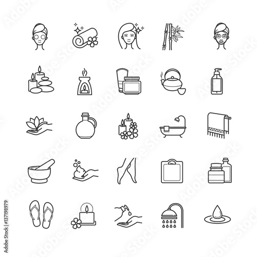 spa and beauty outline icons