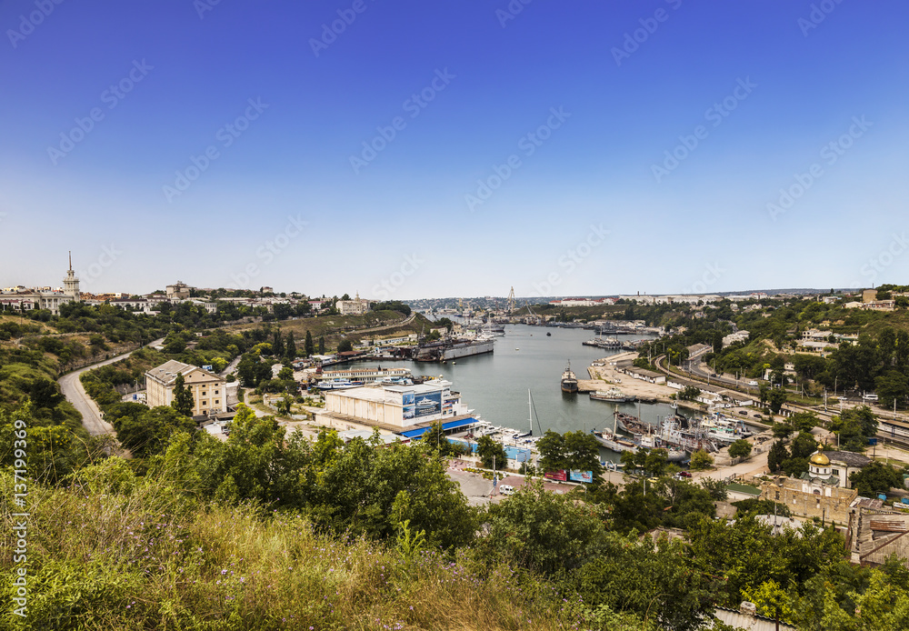 Top view of Sevastopol and cargo port, Crimea, Russia
