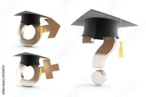 Education for women and men on a white background 3D illustration
