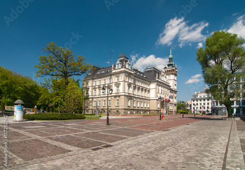 Market before Town Hall in Bielsko-Biala (Plac Ratuszowy), Poland