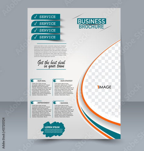 Abstract flyer design background. Brochure template. For magazine cover business mockup education presentation report. Vector illustration. Orange and green color.