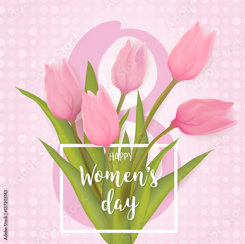 Greeting card with tulip flowers