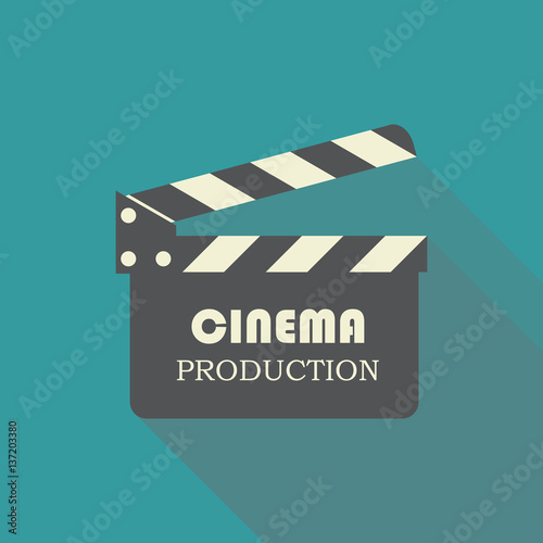 Clapper board. Flat design icon