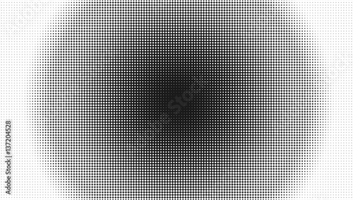 Halftone pattern background with radial effect, round spot shapes, vintage or retro graphic with place for your text. Halftone digital effect.