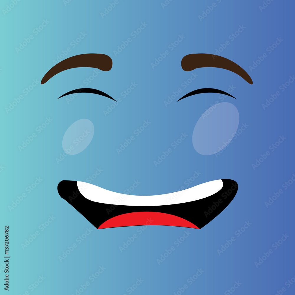 Happy cartoon facial expression design, Vector illustration