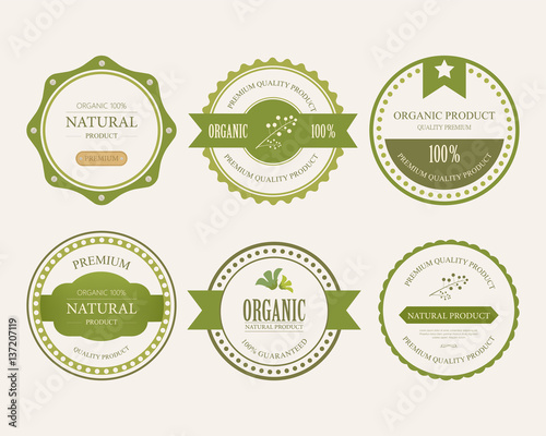 Set of Fresh Organic Label and Element. photo