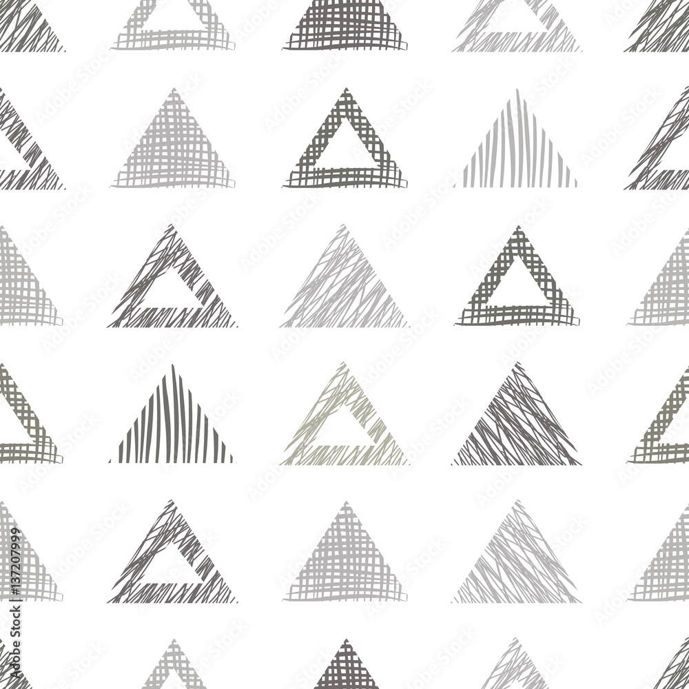 Seamless vector geometrical pattern, grey endless background with hand drawn textured geometric figures. Pastel Graphic illustration Template for wrapping, web backgrounds, wallpaper