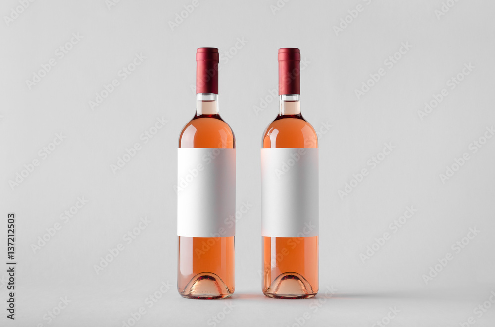 Wine Bottle Mock-Up - Two Bottles. Blank Label Wine Bottle Mock-Up - Two Bottles. Blank Label