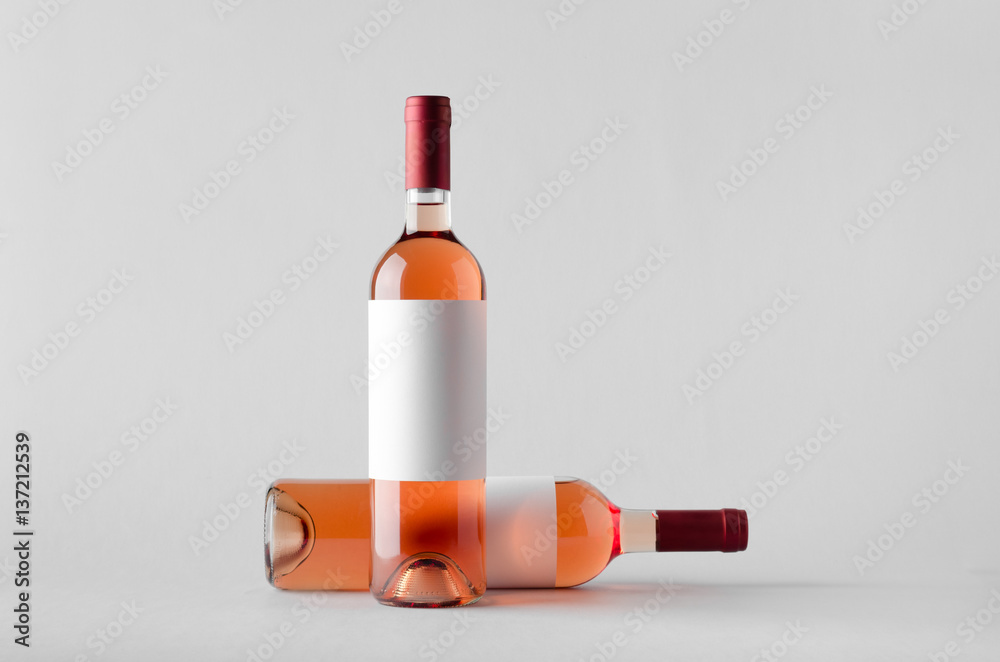 Wine Bottle Mock-Up - Two Bottles. Blank Label Wine Bottle Mock-Up - Two Bottles. Blank Label
