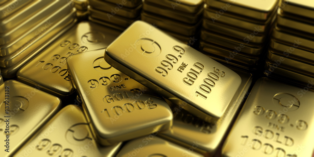 Gold bullion bars background. 3d illustration Gold bullion bars background. 3d illustration