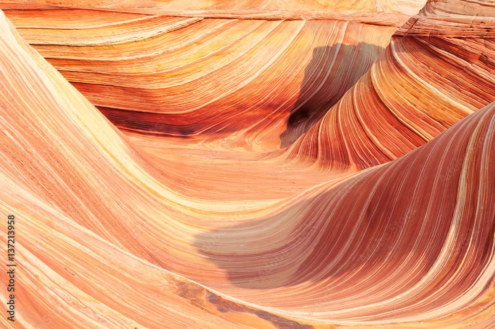 The Wave, Unique sandstone formations on the border of Arizona and Utah in the United States. The Wave, Unique sandstone formations on the border of Arizona and Utah in the United States.