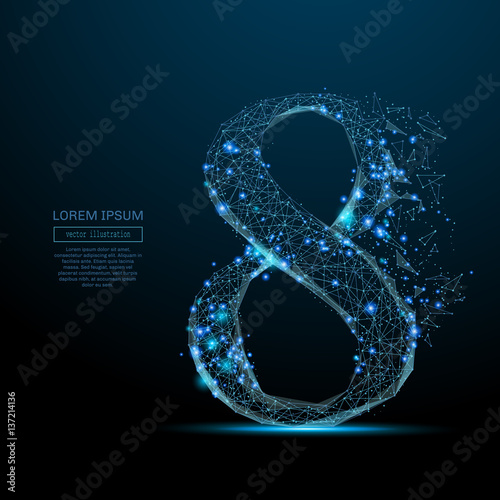 Abstract image of a compass rose in the form of a starry sky or space, consisting of points, lines, and shapes in the form of planets, stars and the universe. Vector business wireframe concept.