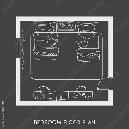 Architectural Plan with furniture in top view