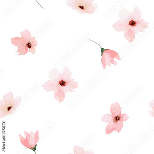 Watercolor seamless pattern. Painted flowers design