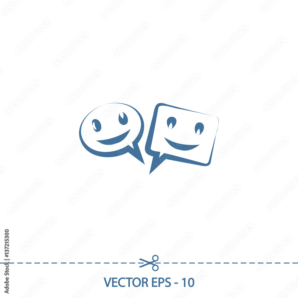 smile talking bubble  icon, vector illustration. Flat design style