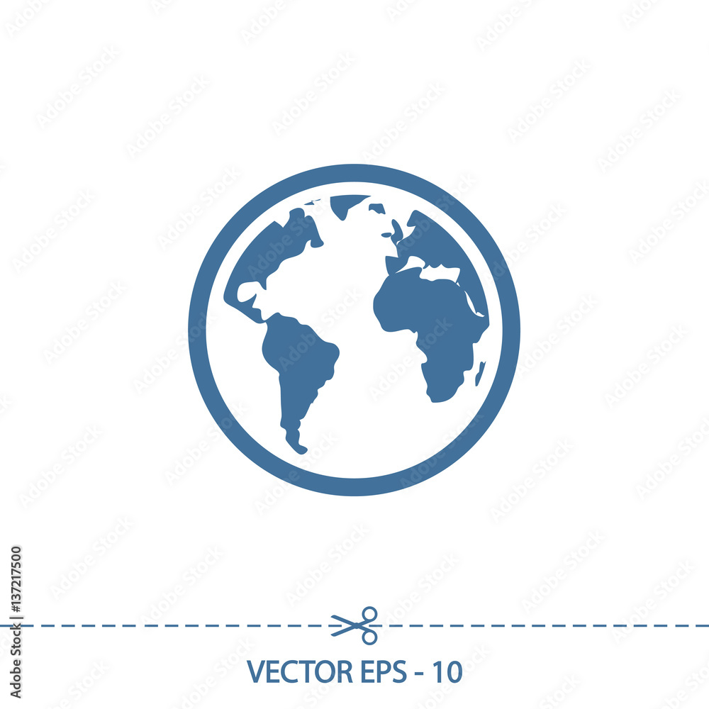 globe  icon, vector illustration. Flat design style 