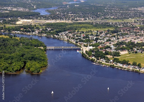 aerial view of Gatineau Hull near were the Gatineau river meets the Ottawa river,  Quebec, Canada 