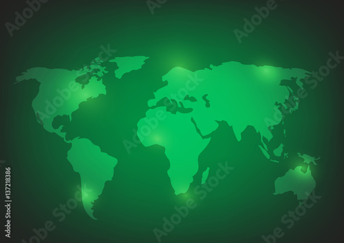 World map background illustration on green