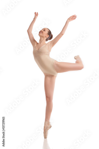 young modern ballet dancer isolated on white background