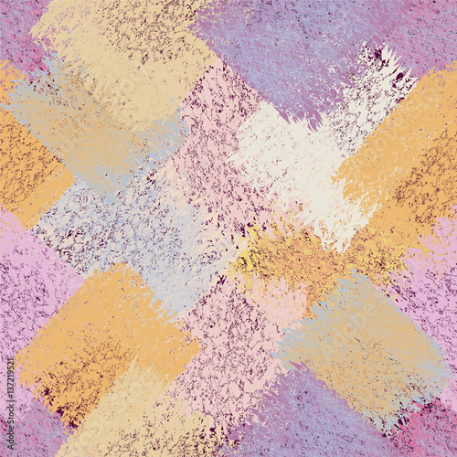 Seamless diagonal pattern with grunge stained rectangular elements in pastel colors