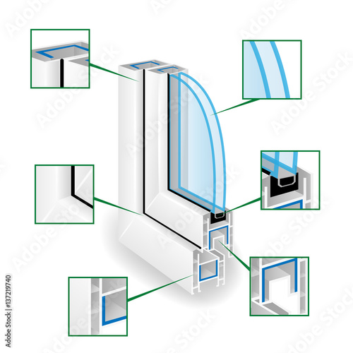 Plastic Window Frame Profile. Infographic Templeate. Vector Illustration