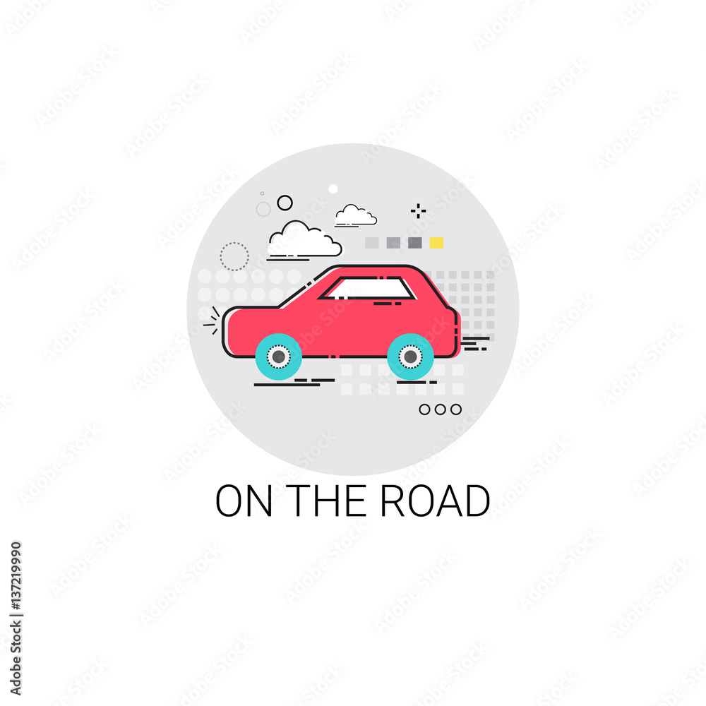 Fototapeta premium Car On Road Tour Tourism Transport Icon Vector Illustration