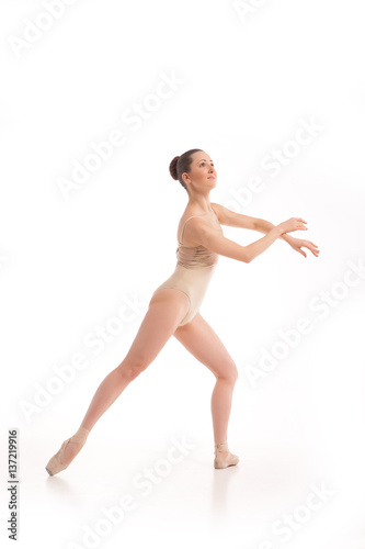 young modern ballet dancer isolated on white background