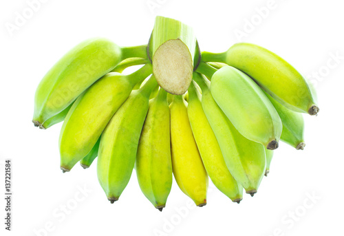 Green banana isolated on white background
