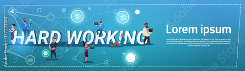 Business People Team Overworked Mix Race Hard Working Concept Flat Vector Illustration