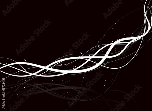 ラインアート　ダーク　波線（白黒）