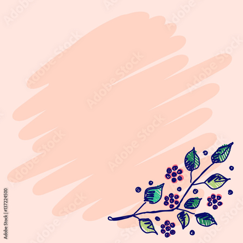 Floral frame. Hand drawn roses and leaves Vector design. Hand sketch line drawing. Decorative card with space for text. Artistic drawing Series of Cards, Blanks and Forms, Template.