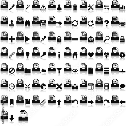 Datenarchiv Symbol mit Overlays und Spiegelungseffekt