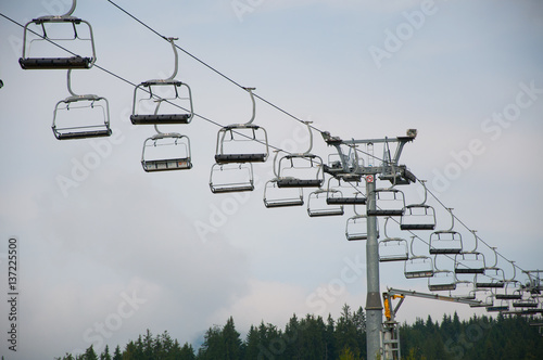 Ski lift in the fall