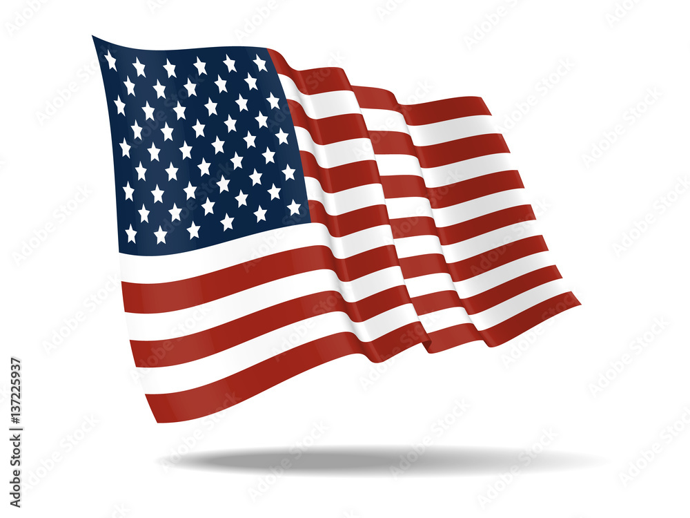 Fototapeta premium illustration United States of America flag waving Isolated on White Background,vector