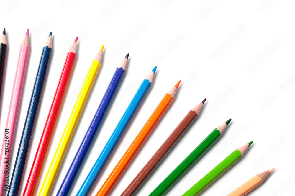 Color pencils isolated on a white background