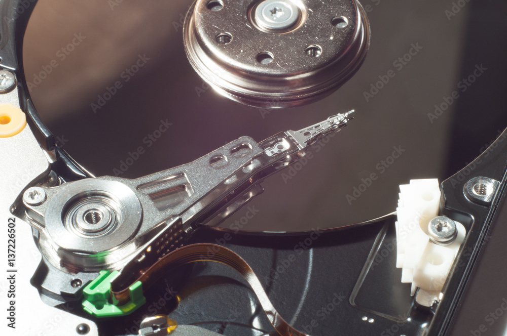 HDD Hard disk drive macro close up HDD Hard disk drive macro close up