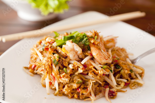 Delicious fried noodle with shrimp or Pad-Thai.
