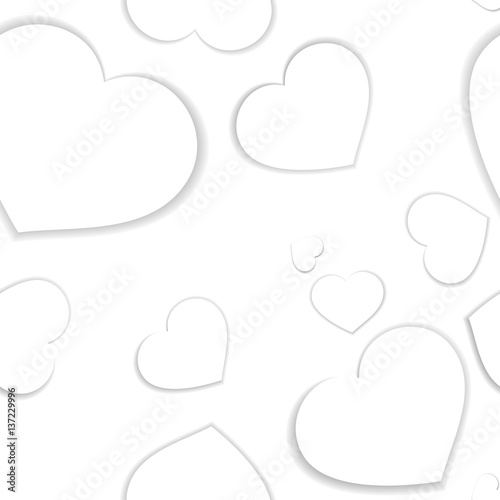 Simple light  seamless pattern with white hearts