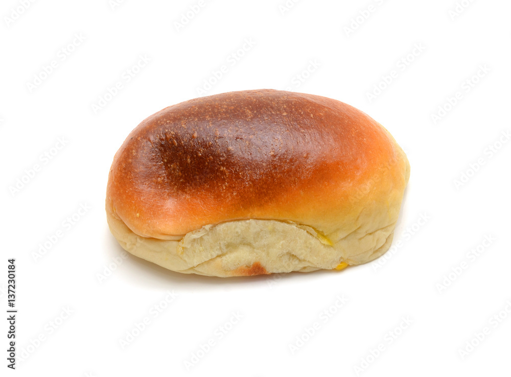 Sweet Bun, Homemade Baked Pasty on White Background Sweet Bun, Homemade Baked Pasty on White Background