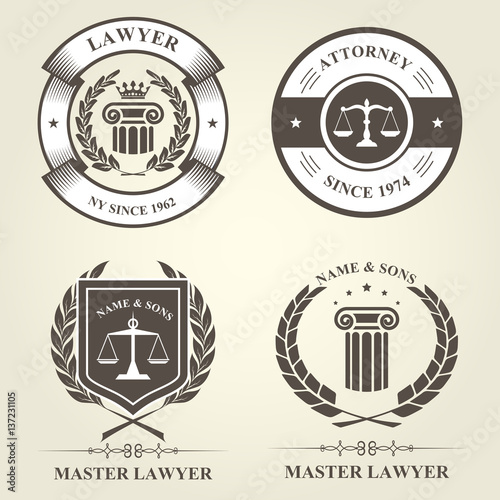 Attorney and lawyer bureau emblems and badges