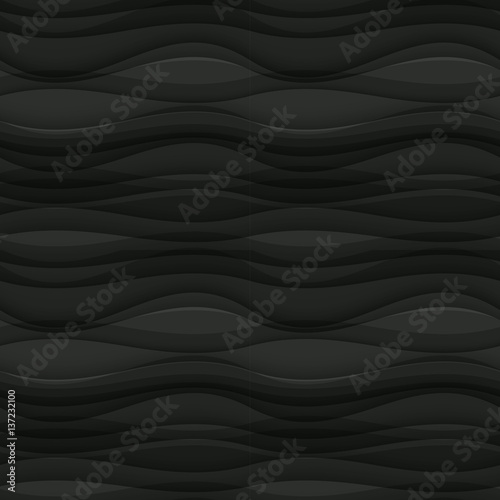 Black seamless Wavy background texture. © marigold_88