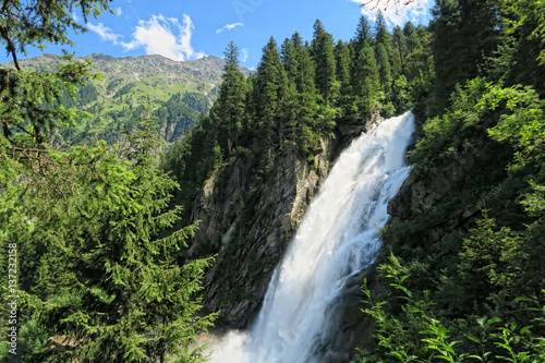 Krimml waterfalls in high tauner mountain range national park (austria)