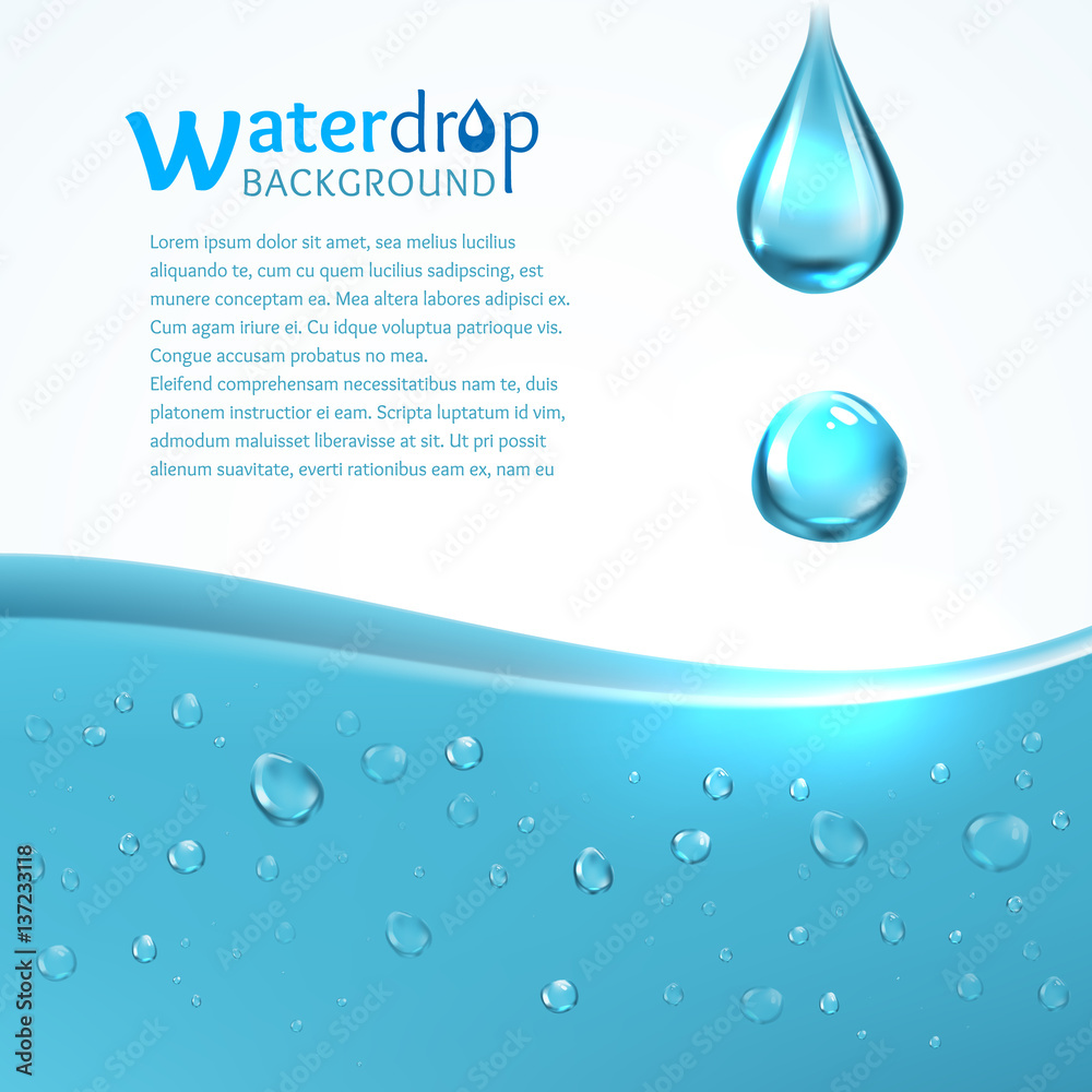 Shiny water droplets background. Vector illustration